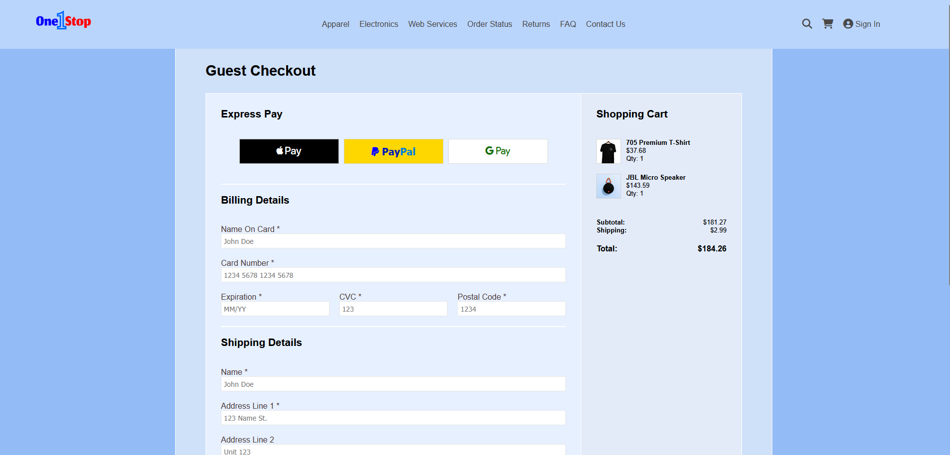 picture of cart checkout